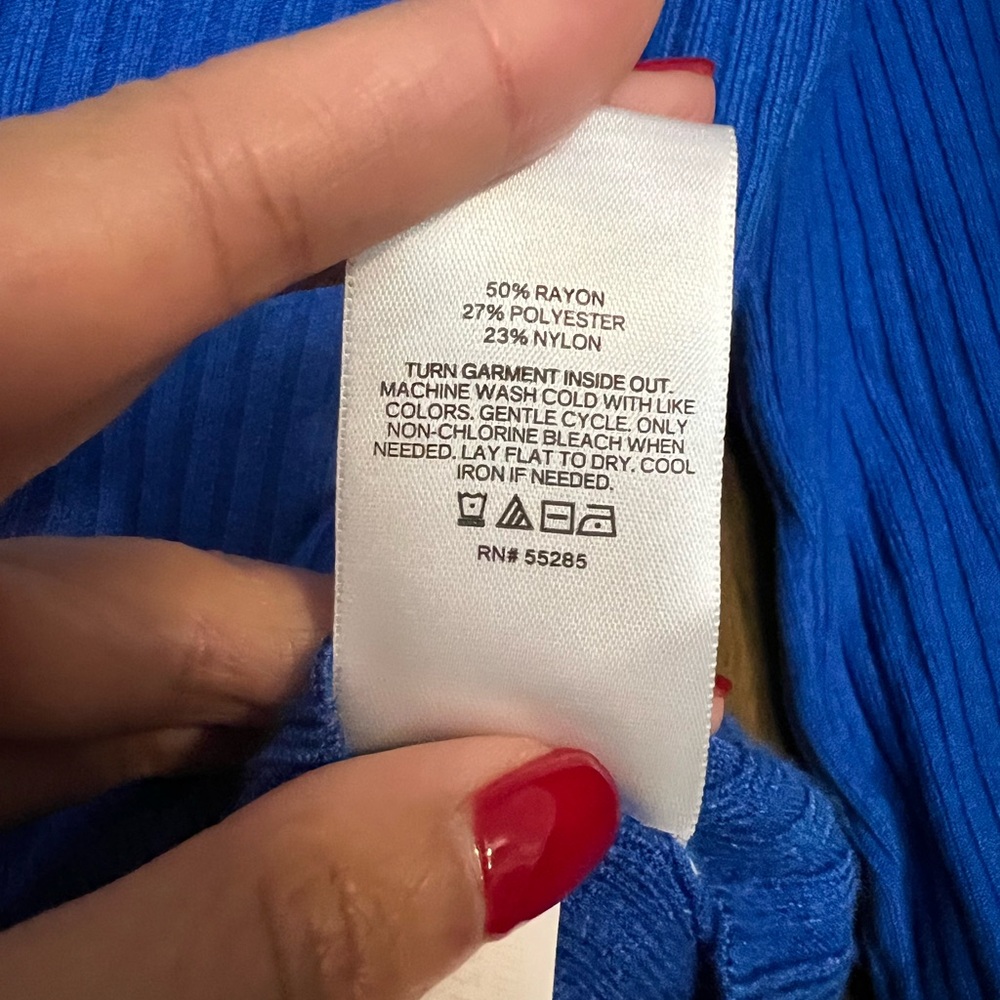 Express Blue and White Ribbed Cardigan Sweater - Picture 5 of 6